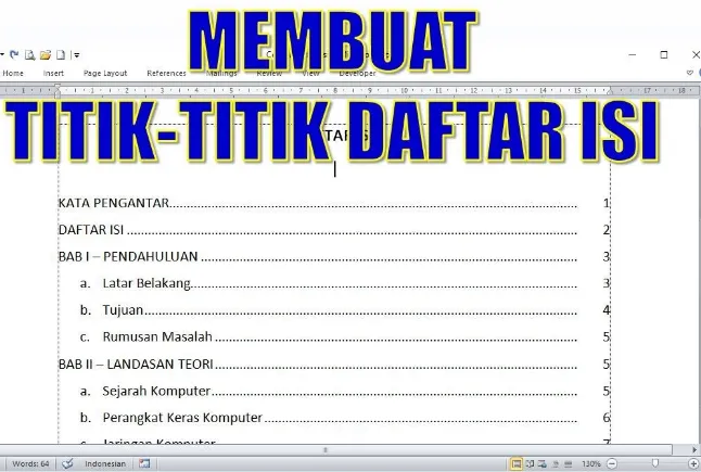 Trik Praktis Menciptakan Titik pada Daftar Isi yang Rapi